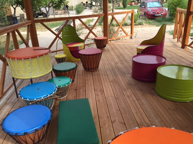 mobilier sonore de jardin parcours sensoriel animation espace vert tambour d'extérieur